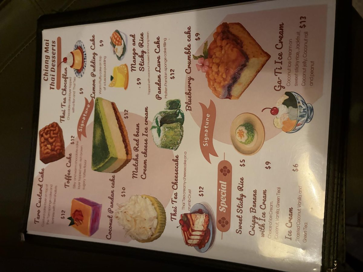 The dessert menu at Chiang Mai had many delicious options. The illustrated photos of each option help customers order. 