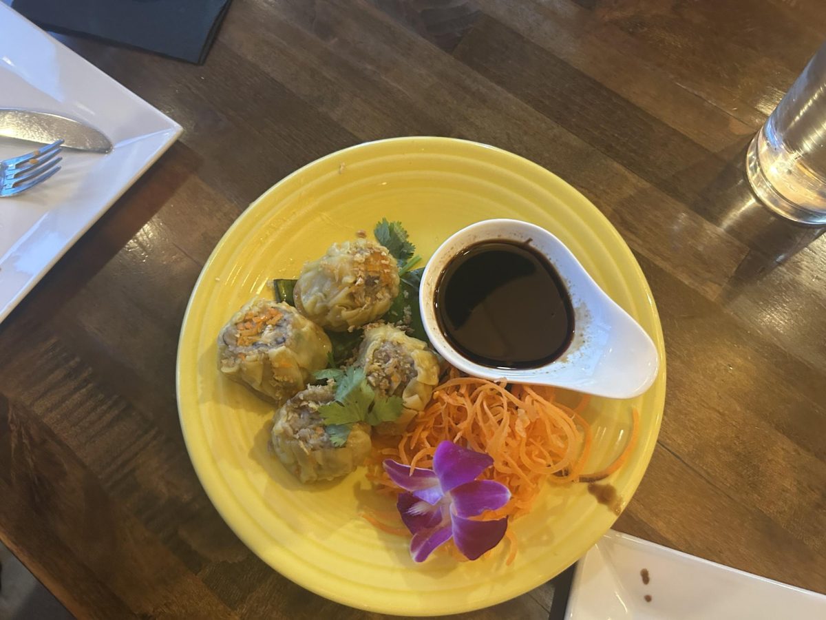 Ka Noom Jeeb is a signature appetizer dish offered at Thaisons. It consists of pork and veggies steamed inside a dumpling like covering.