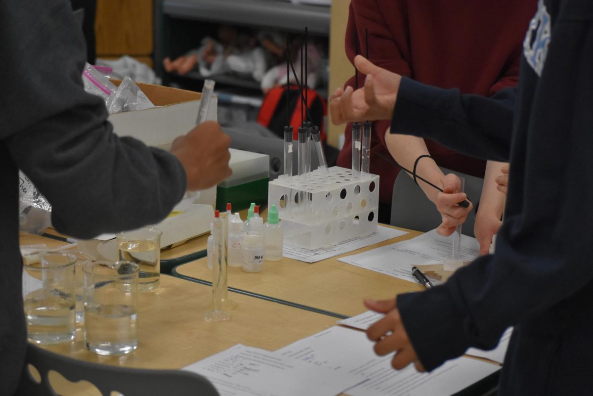 Close-up of lab testing.