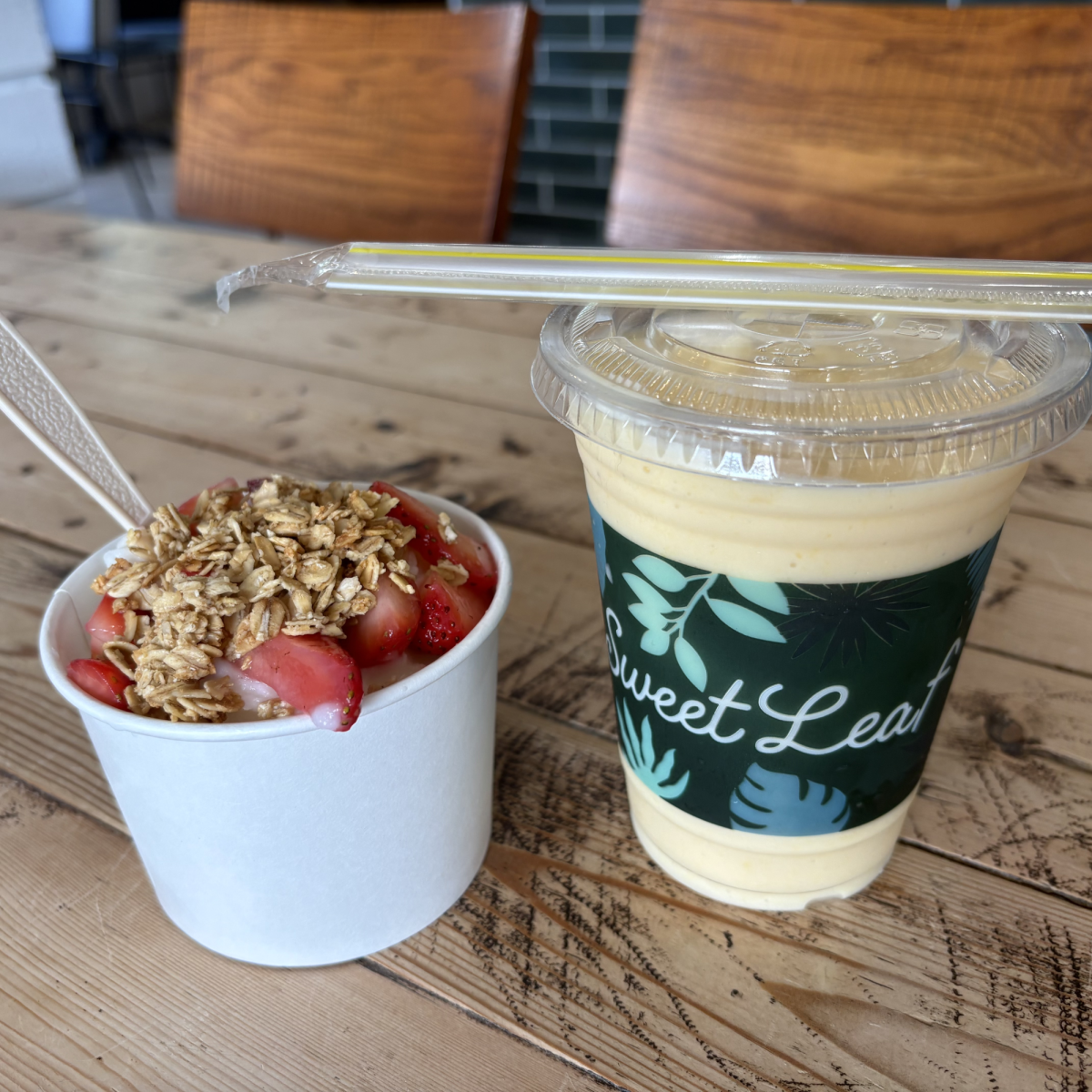 These are some of the summer snacks that Sweet Leaf has to offer, including their sweet mango smoothie and their tangy frozen yogurt.